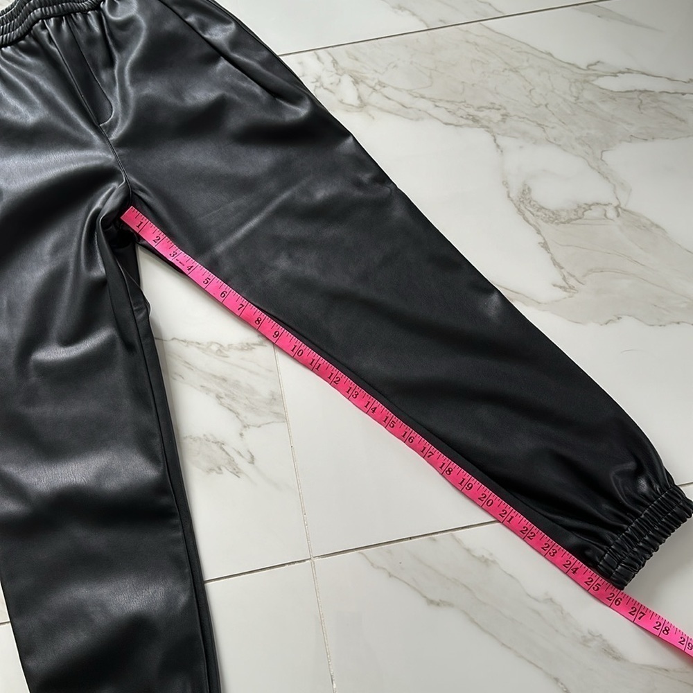 NWOT ZARA faux leather jogger pants black joggers Size small - Picture 4 of 12
